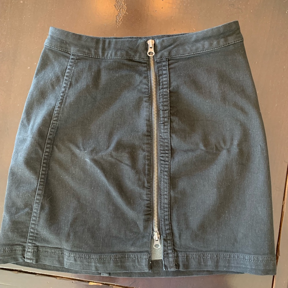 Free People Black Modern Femme Denim Skirt with front zipper
